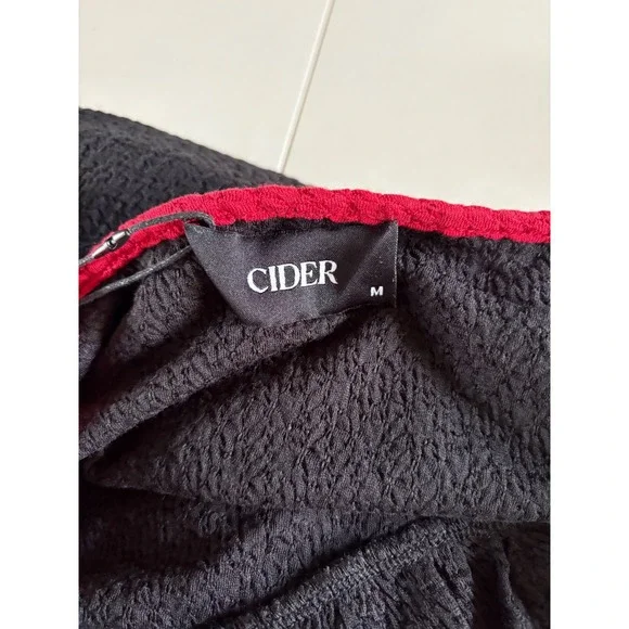 Cider Black Red Ruffle Bow Textured Sweetheart Neck Midi Dress Size M - Picture 5 of 8